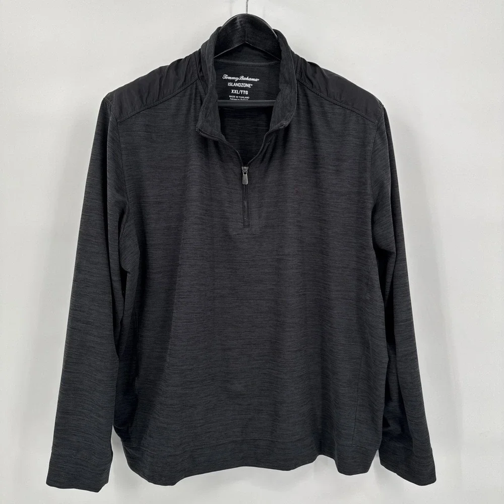 Tommy Bahama Men's 1/4 Zip Pullover Charcole 2XL‎ Island Zone Performance Top